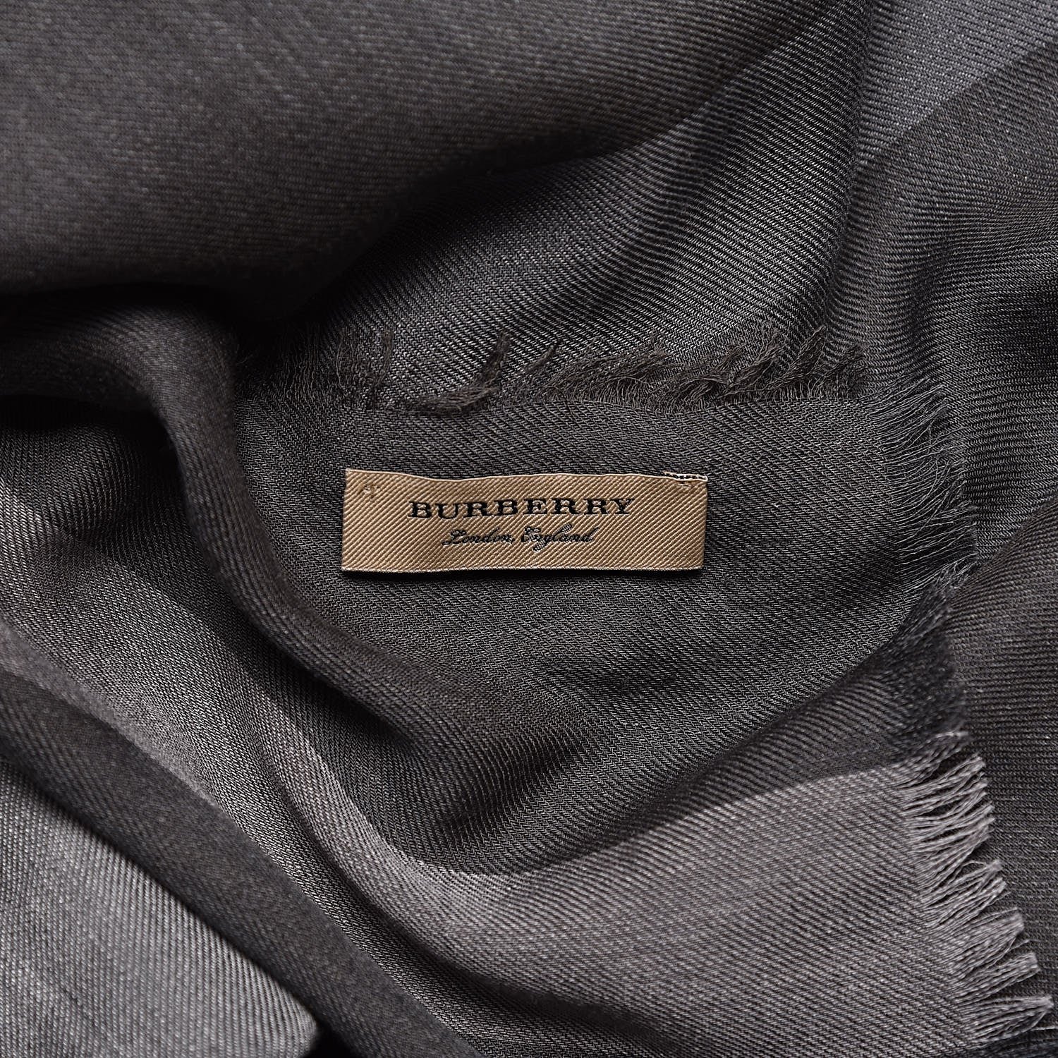 Burberry Silk Modal Wool Cashmere London Check Lightweight Square Scarf Mid Grey 3 of 4