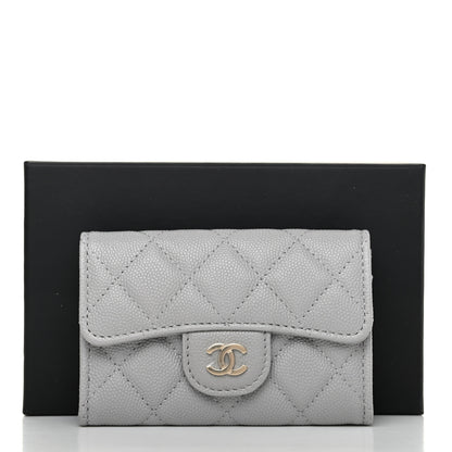 Chanel Caviar Quilted Flap Card Holder Wallet Grey 9 of 9