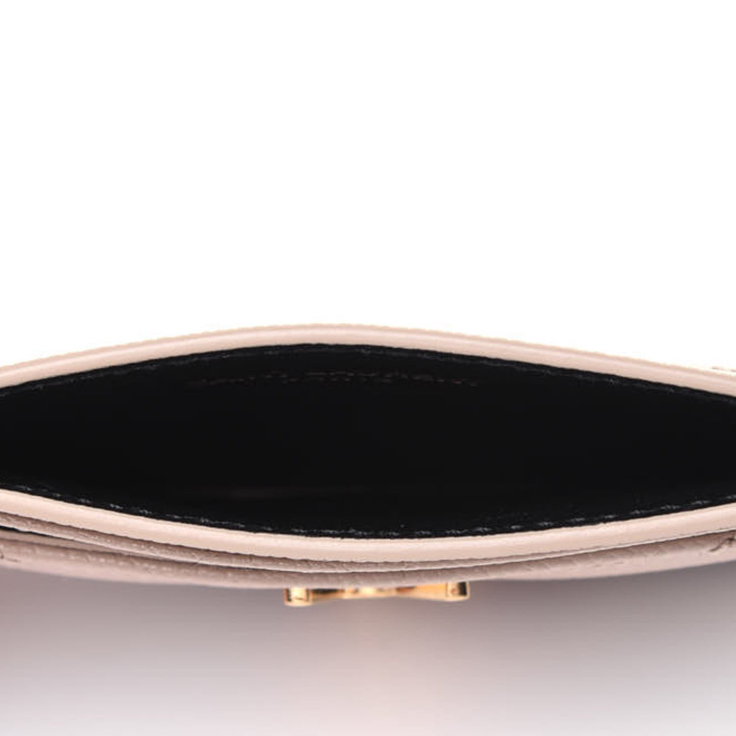 Saint Laurent Grain De Poudre Matelasse Chevron Monogram Credit Card Case Dark Beige 4 of 10