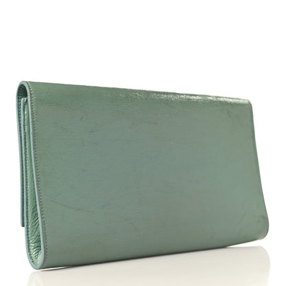 Saint Laurent Textured Patent Monogram Large Belle De Jour Clutch Turquoise 3 of 15