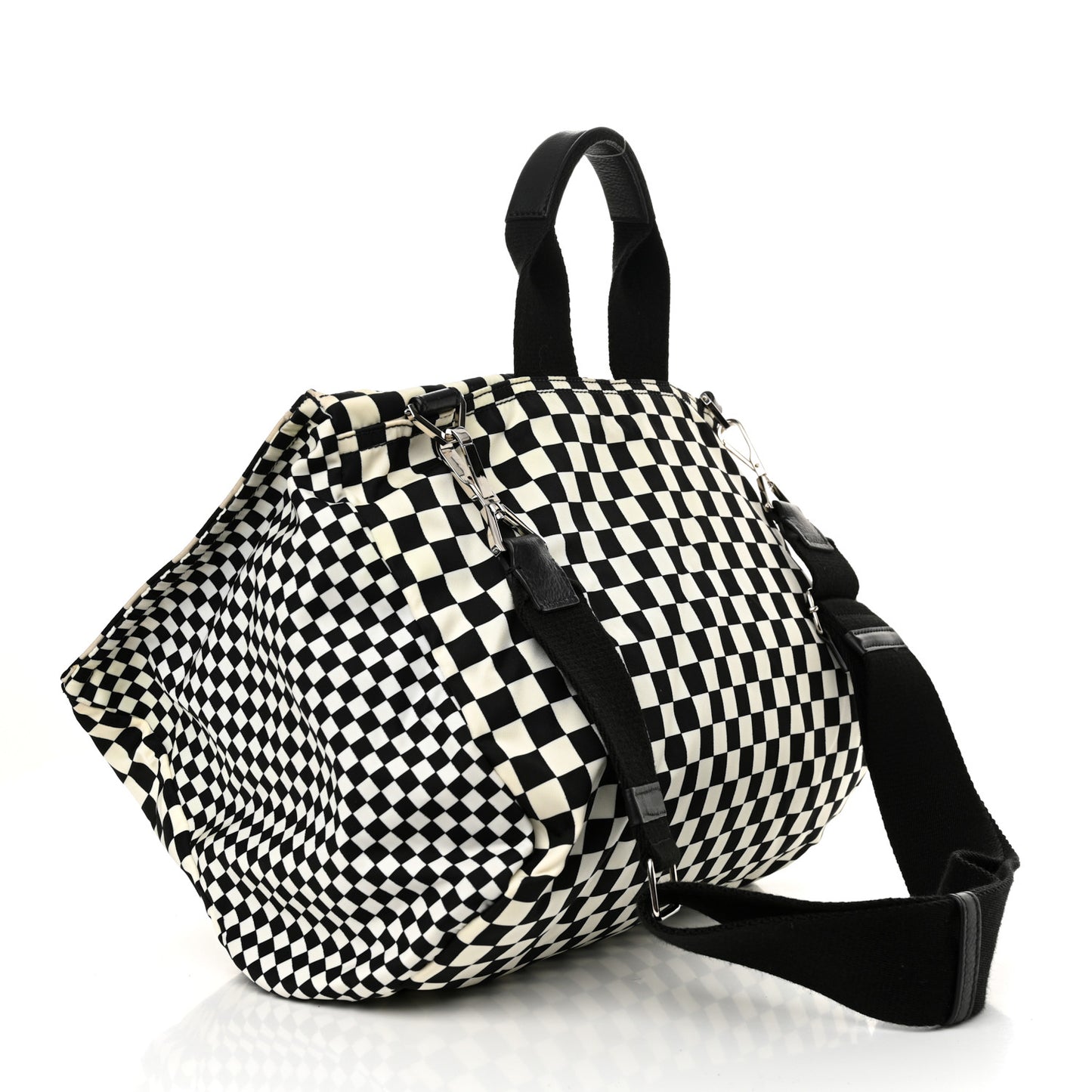 Nylon Checker Print Large Pandora Black White