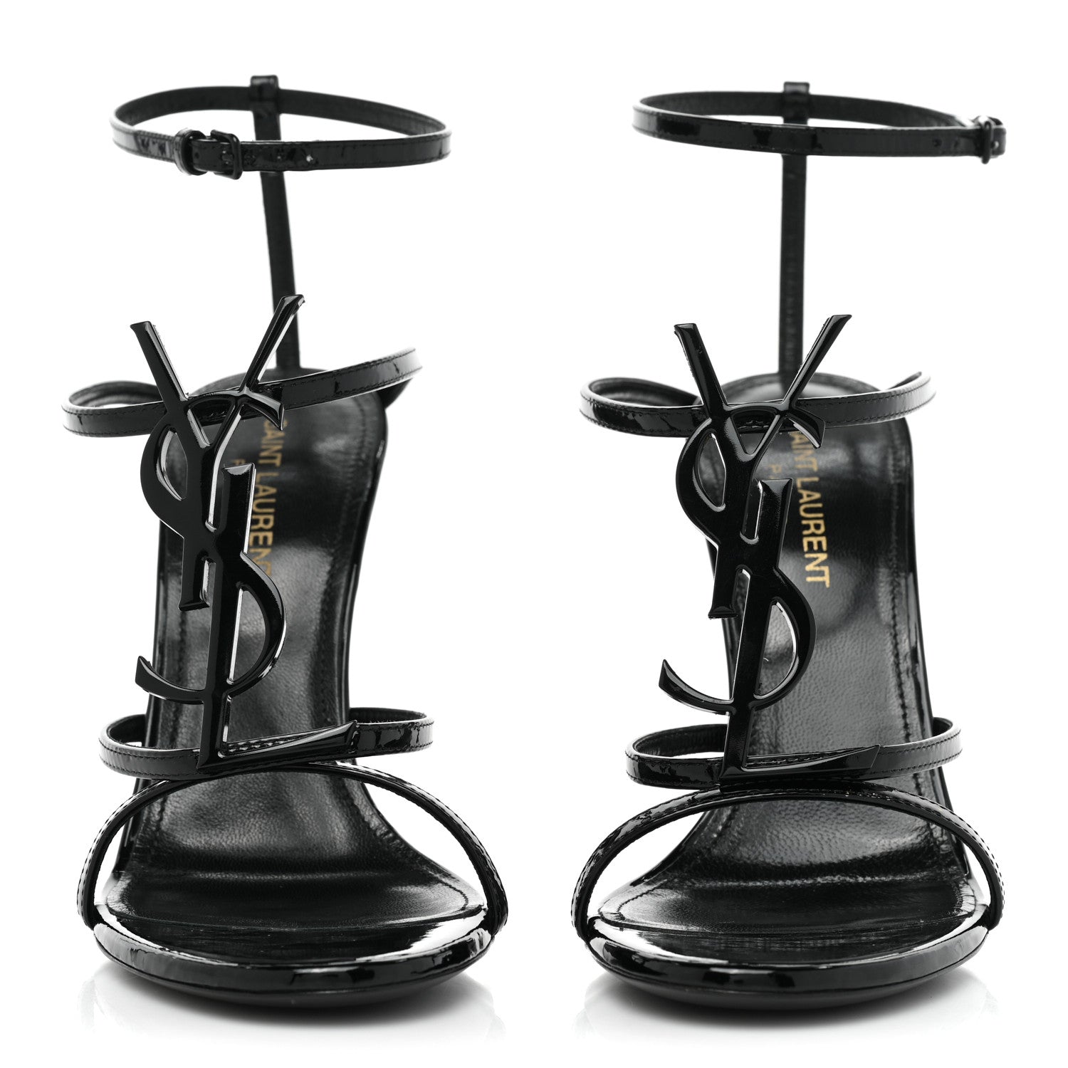 Saint Laurent Patent Calfskin Cassandra 110 Sandals 37 Black 2 of 11