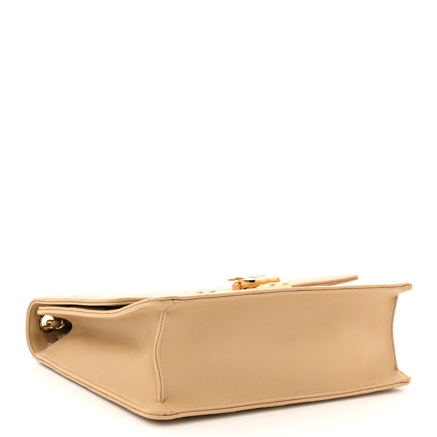 Lambskin Quilted Medium Golden Class Flap Dark Beige