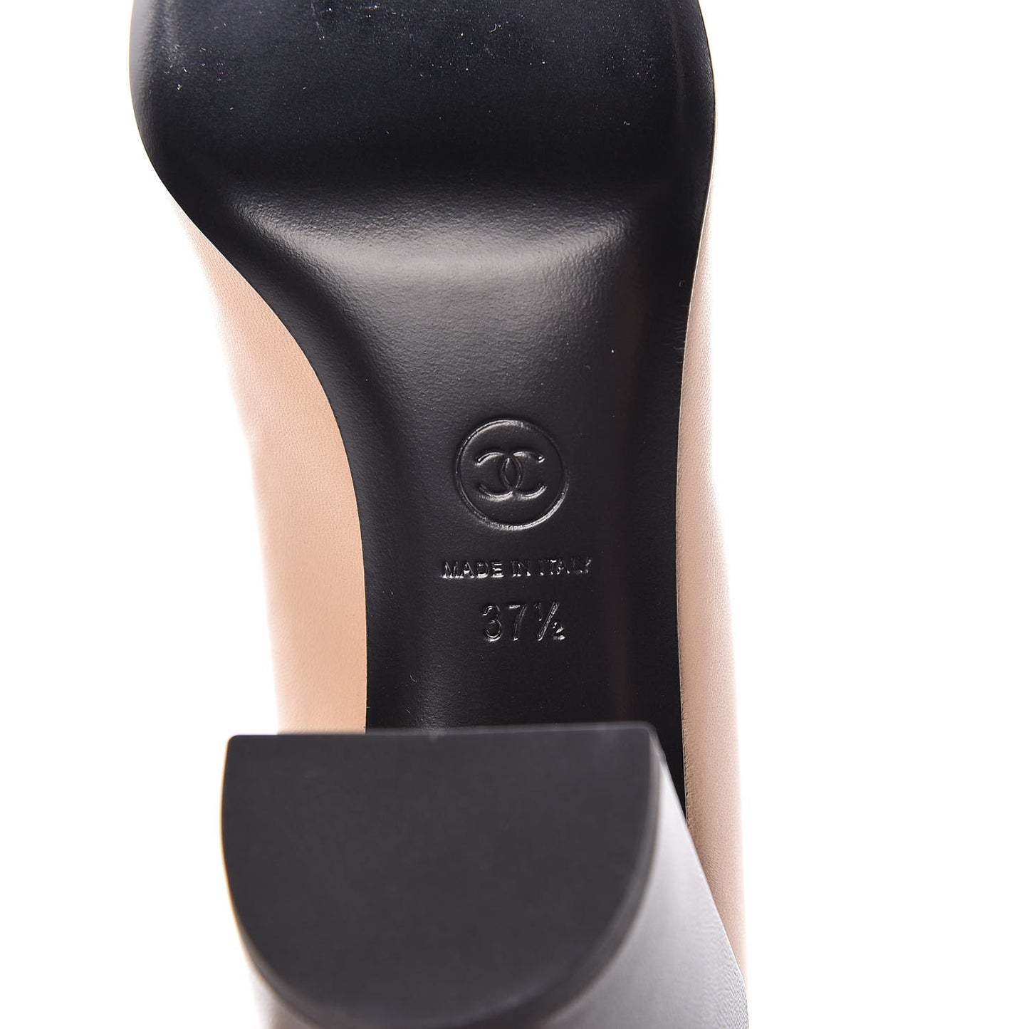 Lambskin Pearl Cap Toe Pumps 37.5 Beige Black