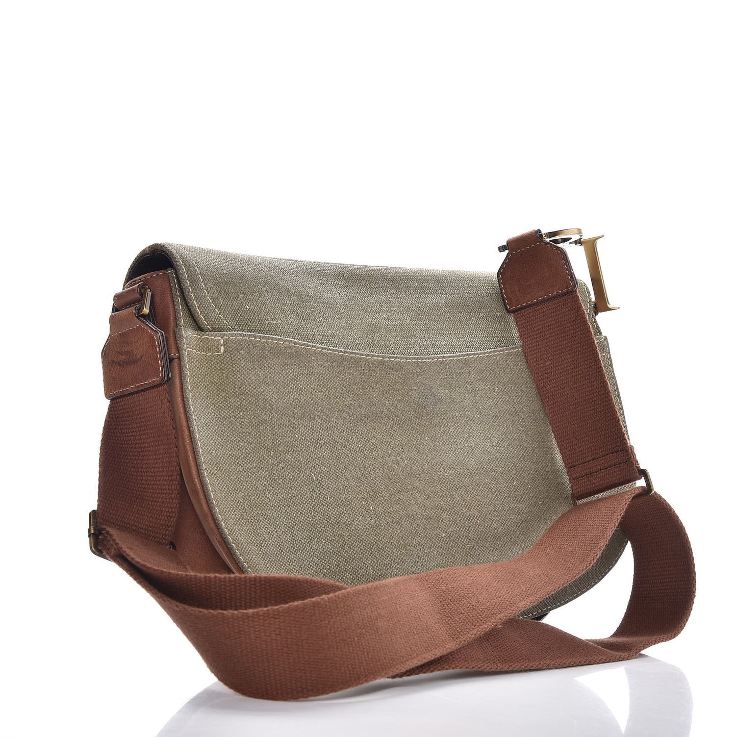 Calfskin Canvas Double Saddle Bag Green