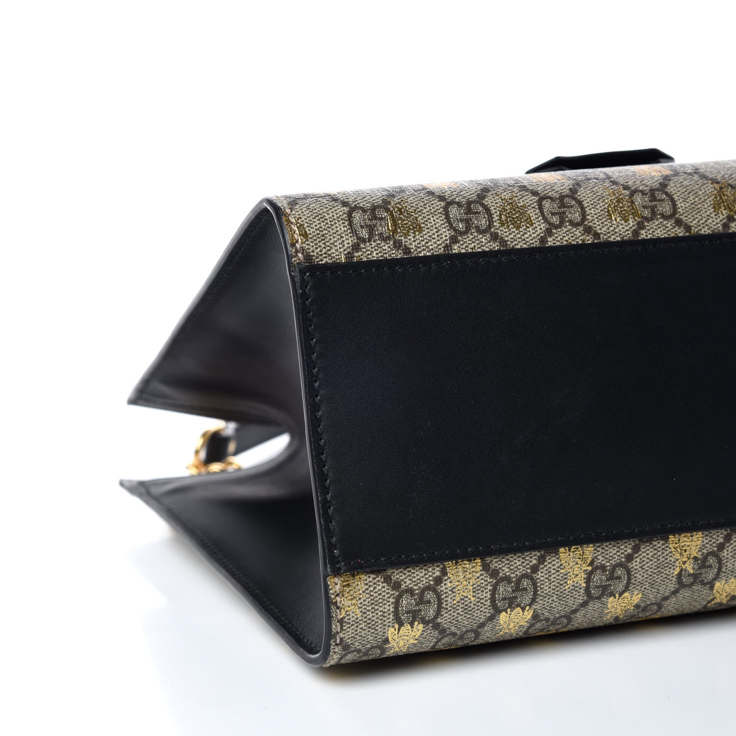 Gucci GG Supreme Monogram Bees Medium Padlock Tote Beige Oro Black 5 of 9