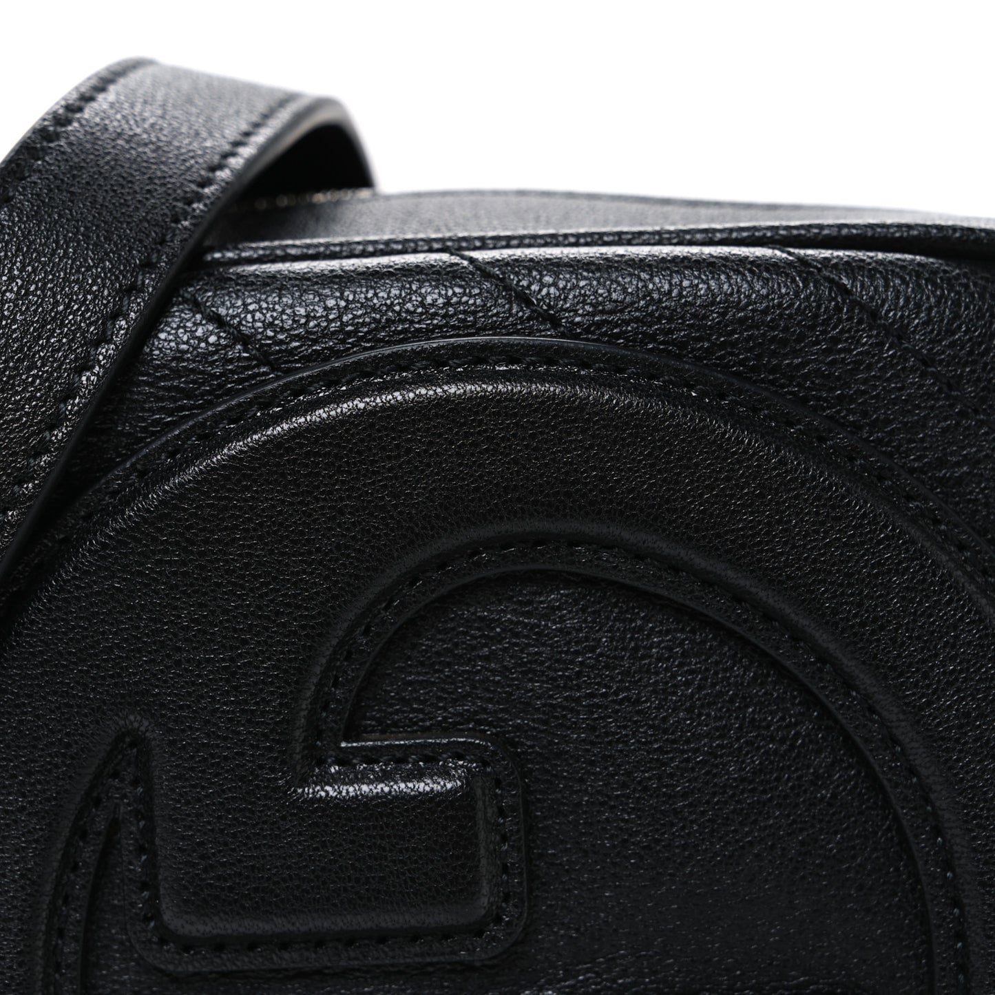 Sakai Be Green Calfskin Diagonal Stitched Mini Blondie Shoulder Bag Black