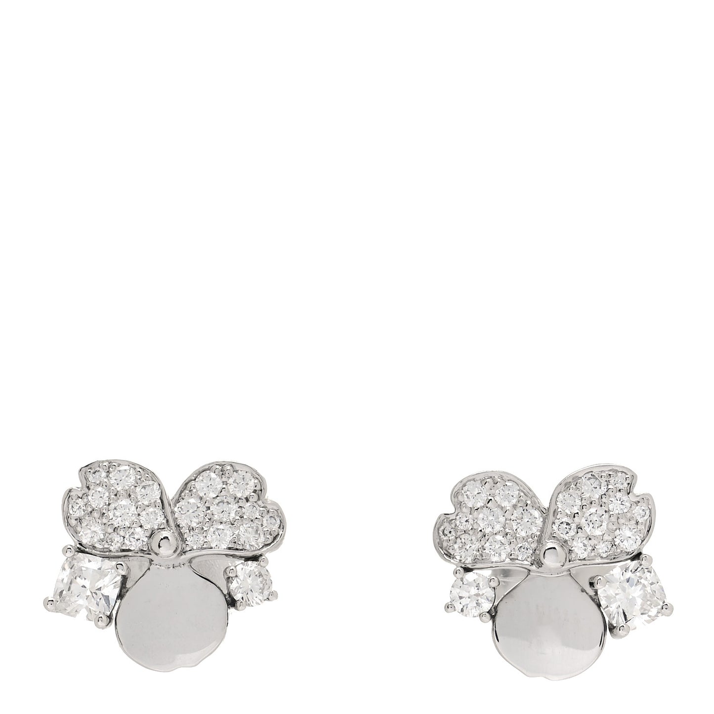 Platinum Diamond Paper Flowers Cluster Earrings