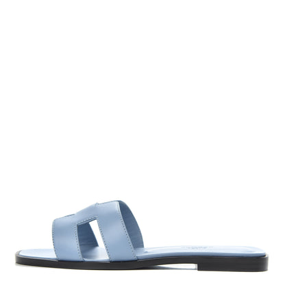 Hermes Calfskin Oran Sandals 35.5 Bleu Bleuet 1 of 9