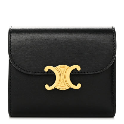 Celine Shiny Smooth Lambskin Small Triomphe Wallet Black 1 of 8