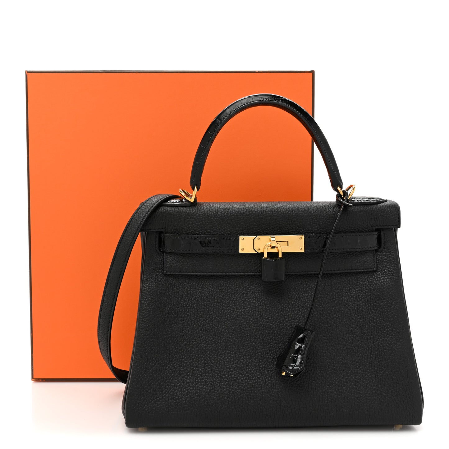 Togo Shiny Niloticus Crocodile Kelly Retourne Touch 28 Black