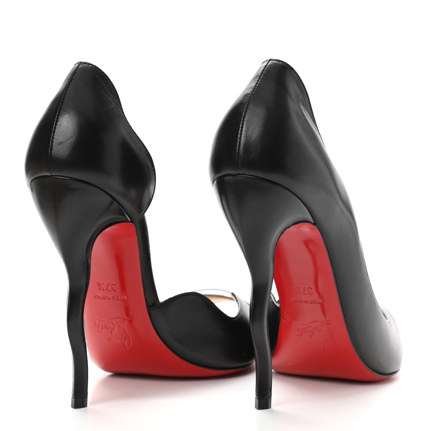 Christian Louboutin Kid PVC Deepik 120 Peep Toe Pumps 37.5 Black 4 of 9