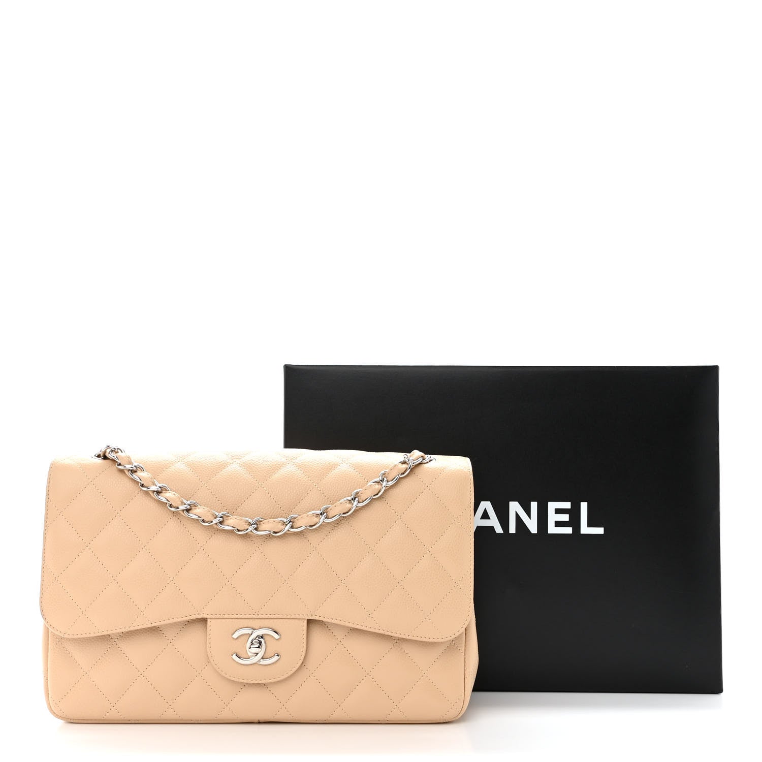 Chanel Caviar Quilted Jumbo Double Flap Beige Clair 13 of 13