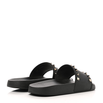 Valentino Garavani Rubber Rockstud Slide Sandals 39 Black 4 of 8