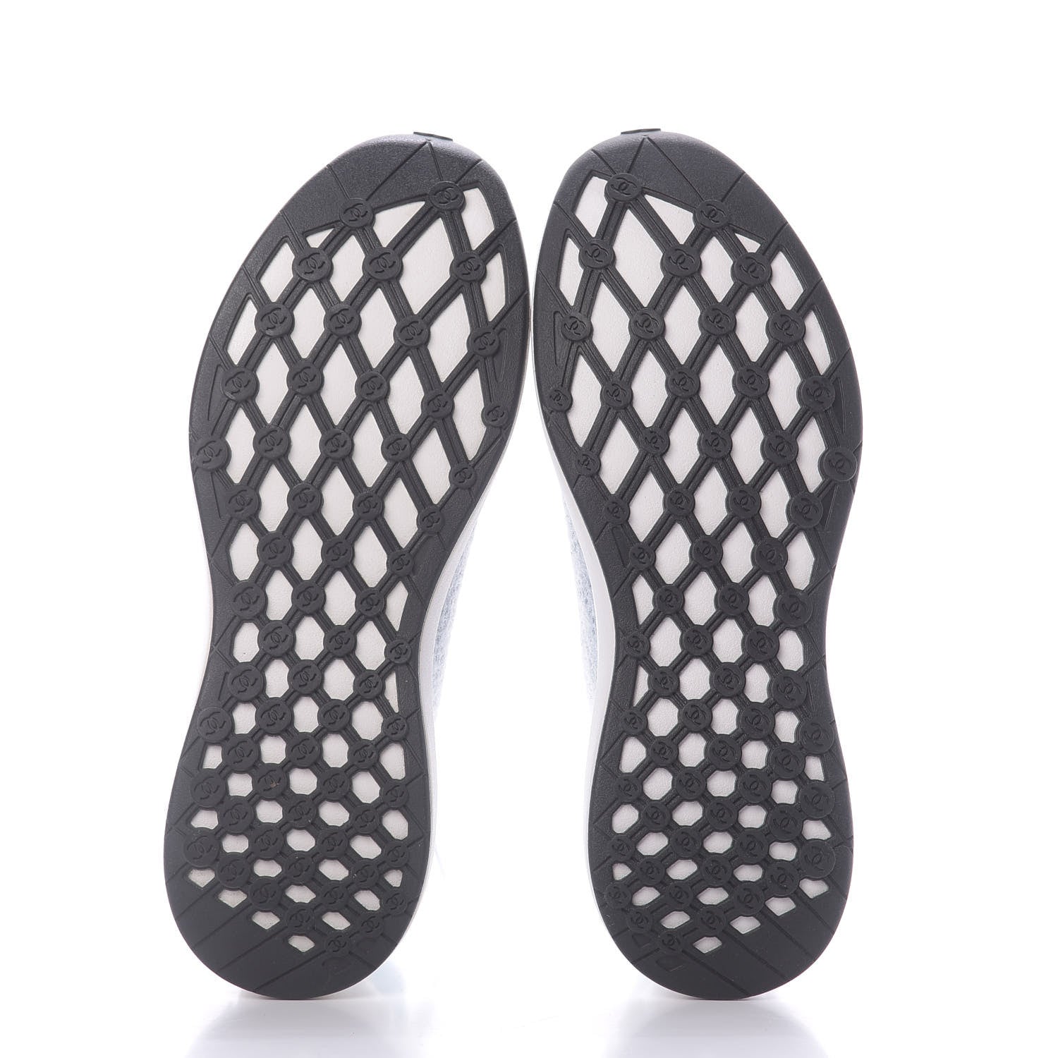 Chanel Mixed Fabrics Knit Sneakers 37 Grey Pink Blue 7 of 10