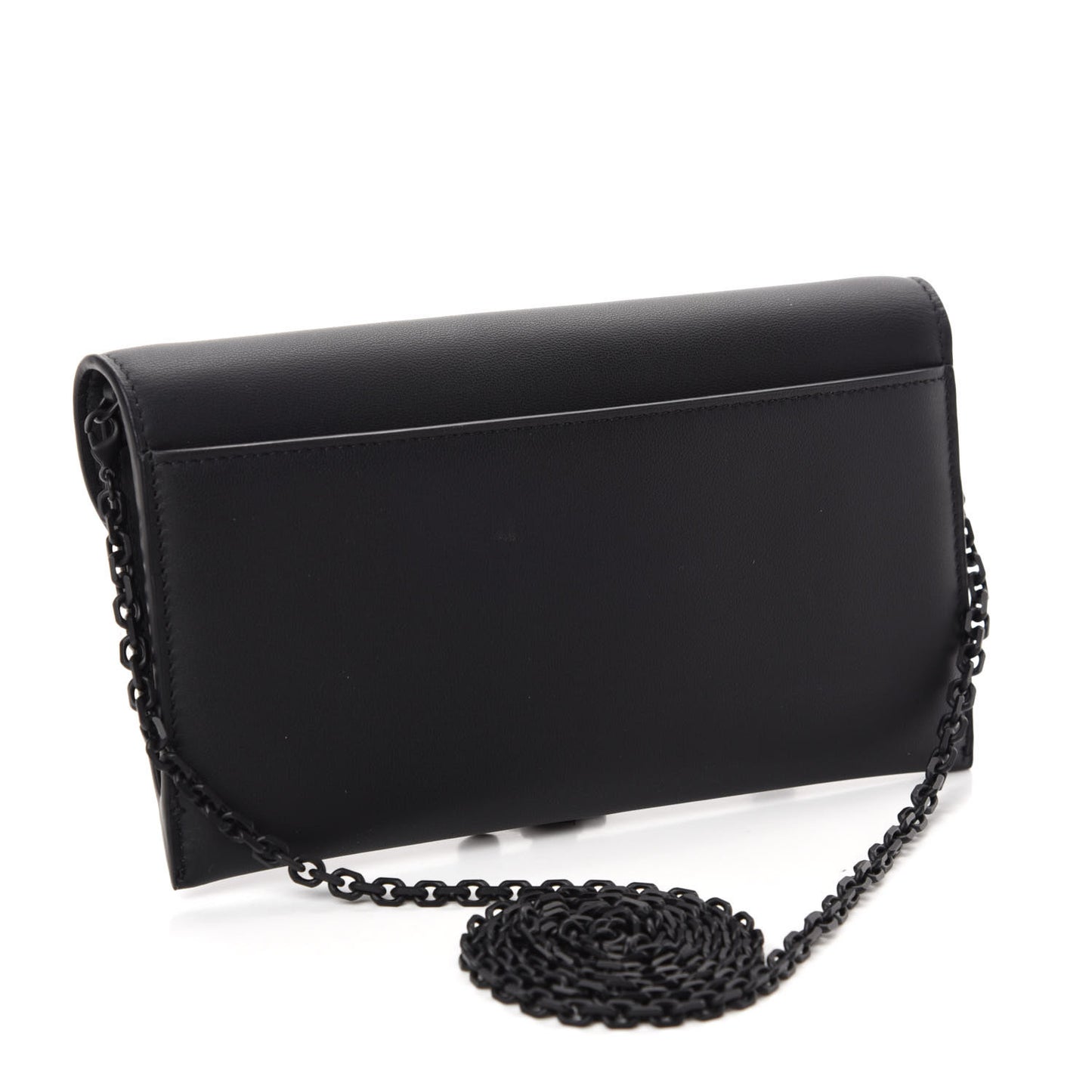 Ultra Matte Calfskin Saddle Chain Wallet Pouch Black