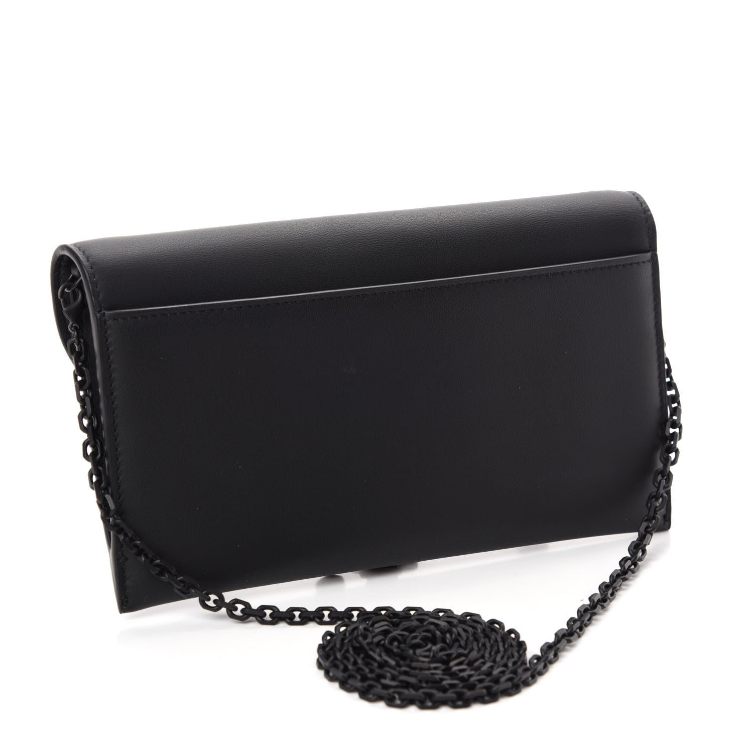 Christian Dior Ultra Matte Calfskin Saddle Chain Wallet Pouch Black 4 of 12