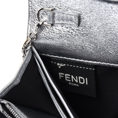 Fendi Vitello Soft Catalan Mirror F is Fendi Bi-Color FF 1974 Embossed Continental Envelope Wallet On Chain Maya Black Argento 8 of 12