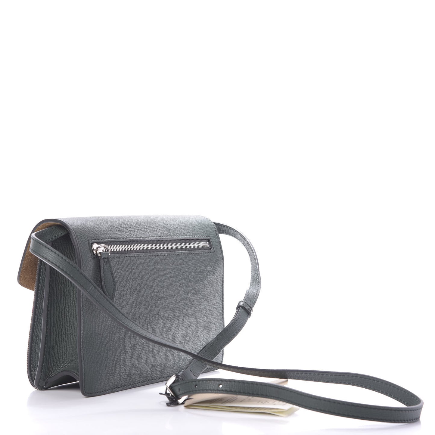 Grainy Calfskin House Check Small Macken Crossbody Bag Dark Bottle Green