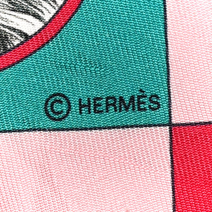 Hermes Silk Colliers et Chiens Twilly Framboise Vert Rose 4 of 5