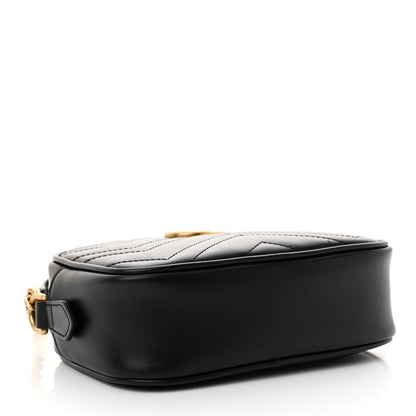 Gucci Calfskin Matelasse Mini GG Marmont Chain Shoulder Bag Black 4 of 10