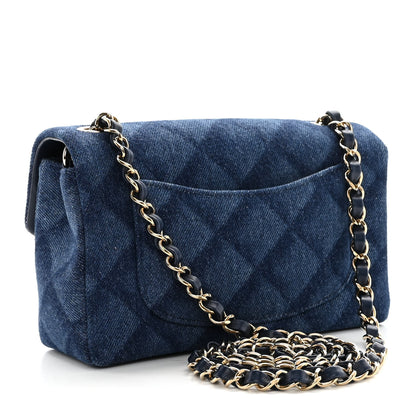 Chanel Printed Denim Quilted Mini Rectangular Flap Dark Blue 3 of 11