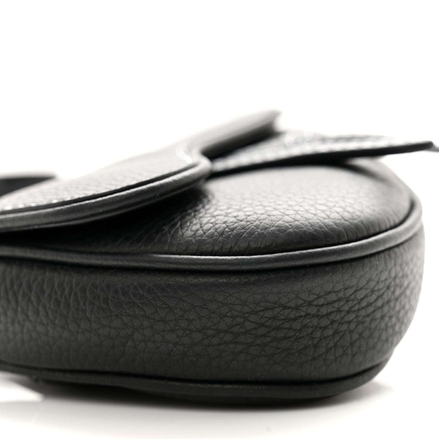 Grained Calfskin Mens Mini Saddle Bag Black