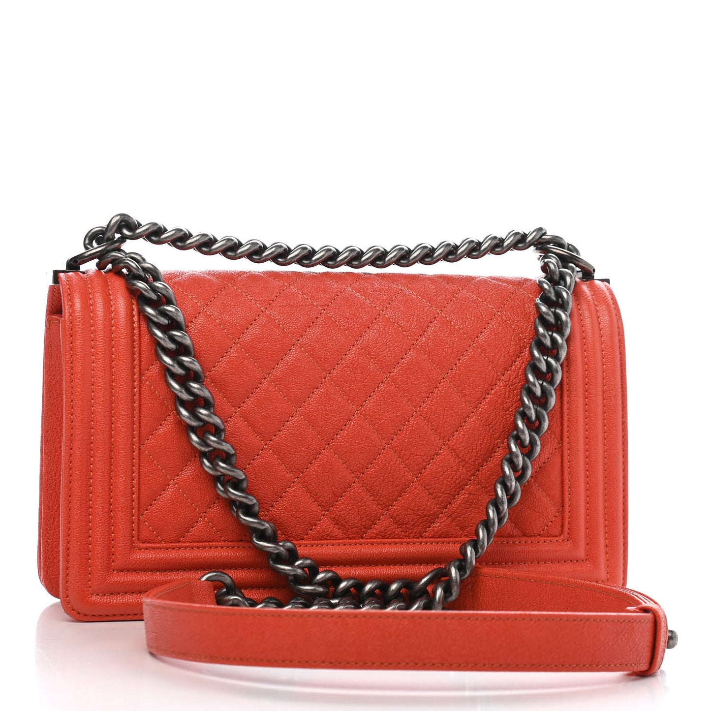 Caviar Quilted Medium Boy Flap Bright Orange