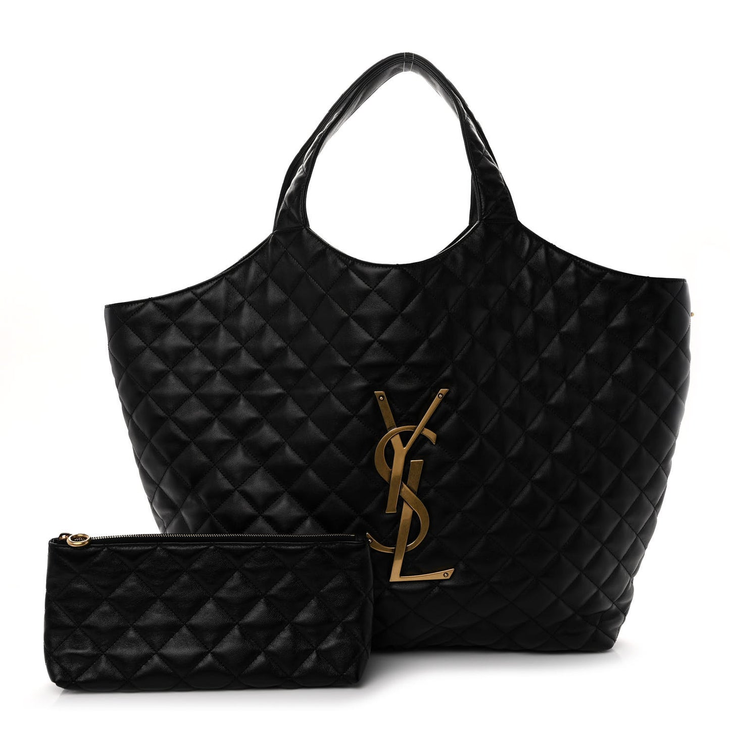 Lambskin Quilted Maxi Icare Shopping Tote Black