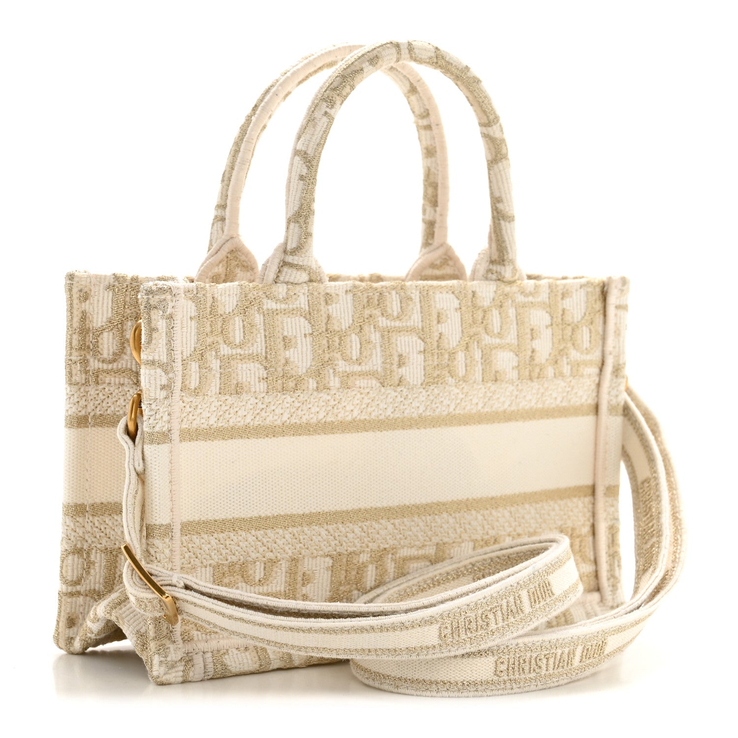 Christian Dior Oblique Mini Book Tote With Strap Gold Multicolor 3 of 12