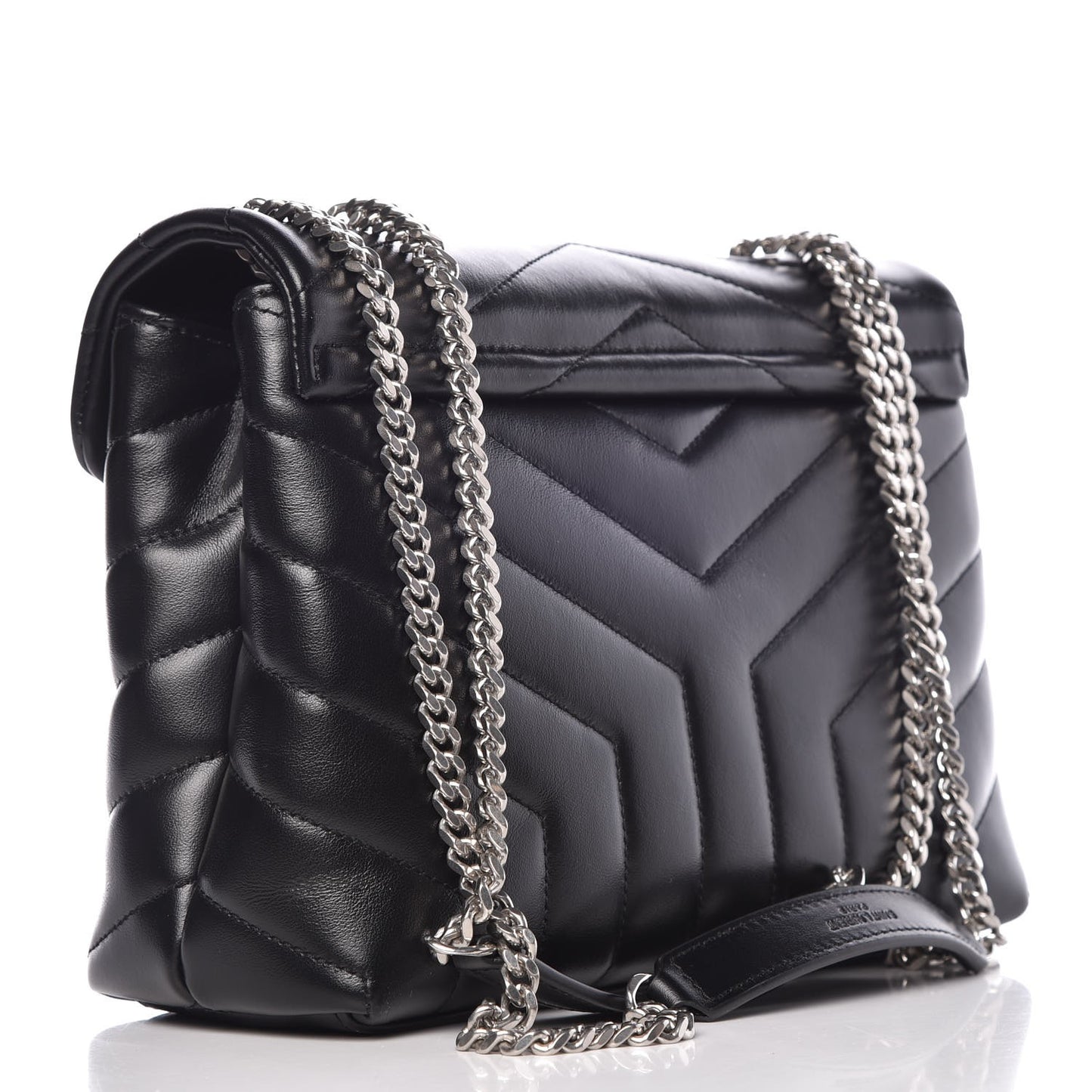 Calfskin Y Quilted Monogram Small Loulou Chain Satchel Black