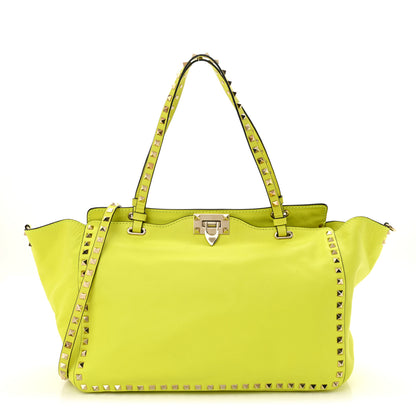 Valentino Garavani Vitello Medium Rockstud Tote Yellow Fluo 1 of 10