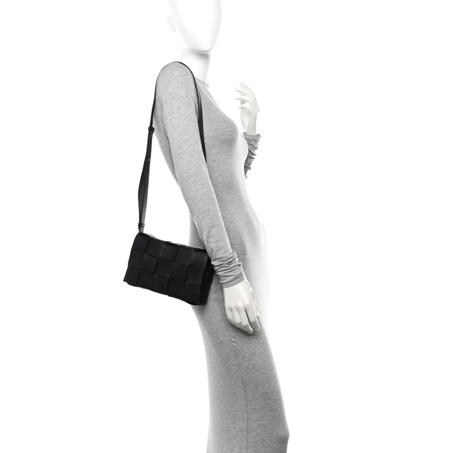 Lambskin Maxi Intrecciato Cassette Crossbody Bag Black