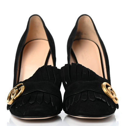 Gucci Kid Scamosciato GG Marmont Fringe 105mm Loafer Pumps 36 Black 2 of 10