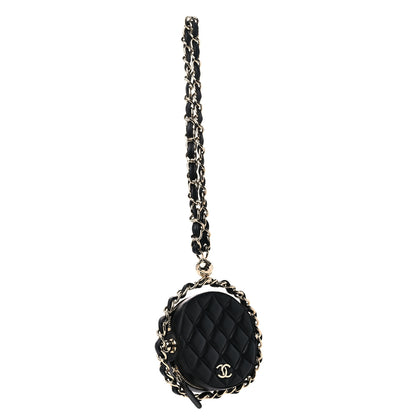 Chanel Lambskin Quilted Chain Round Clutch Black 3 of 10