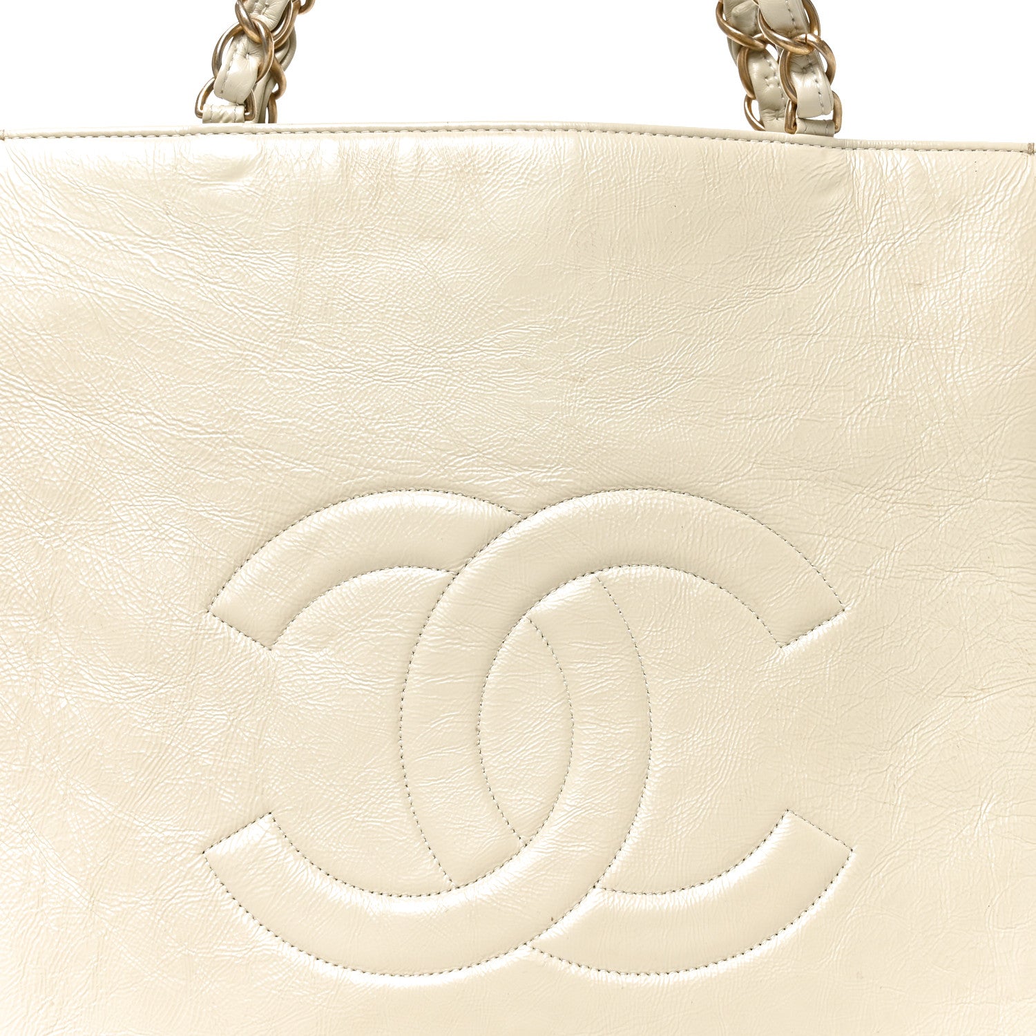 Chanel Shiny Aged Calfskin North South Shopping Bag White 8 of 11