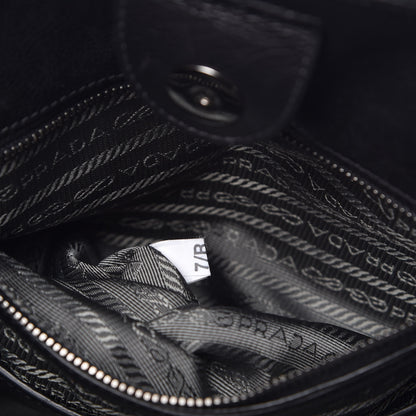 Prada Glace Calf Twin Pocket Tote Black 8 of 12