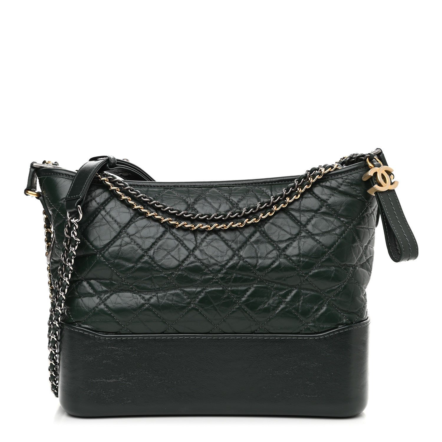 Chanel Aged Calfskin Quilted Medium Gabrielle Hobo Dark Green 1 of 14