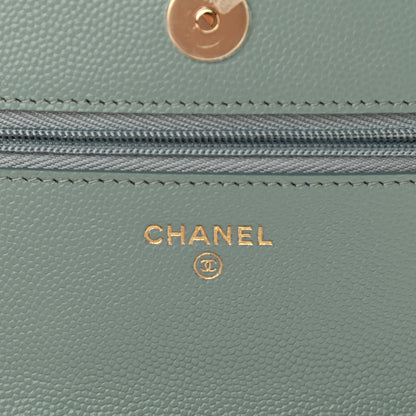 Chanel Caviar Quilted Wallet On Chain WOC Dark Green 6 of 12