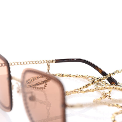 Chanel Metal Removable Chain Square Sunglasses 4244 Light Brown 5 of 6