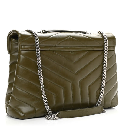 Saint Laurent Calfskin Y Quilted Monogram Medium Loulou Chain Satchel Military Olive 3 of 11