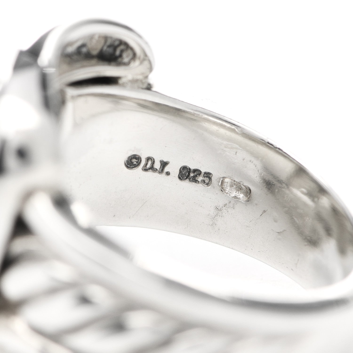 David Yurman Sterling Silver Diamond Buckle Ring 52 6 5 of 6
