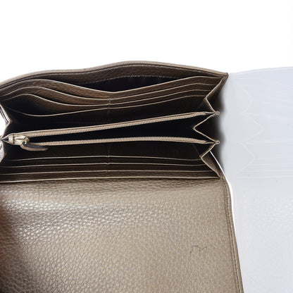 Gucci Metallic Pebbled Calfskin Large Soho Continental Wallet Golden Beige 5 of 18