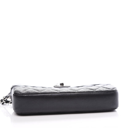 Chanel Caviar Quilted Small Vintage Mademoiselle Clutch With Chain Black 3 of 13