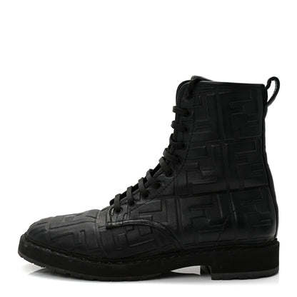 Fendi Nappa FF Embossed Womens Biker Boots 39.5 Black 1 of 10