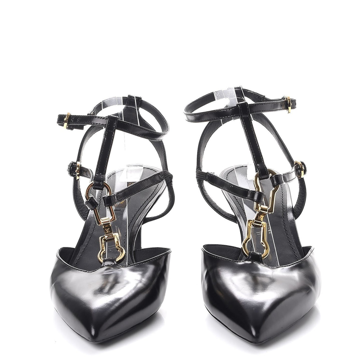 Leather Wynwood Strappy Open Back Pumps 40 Black