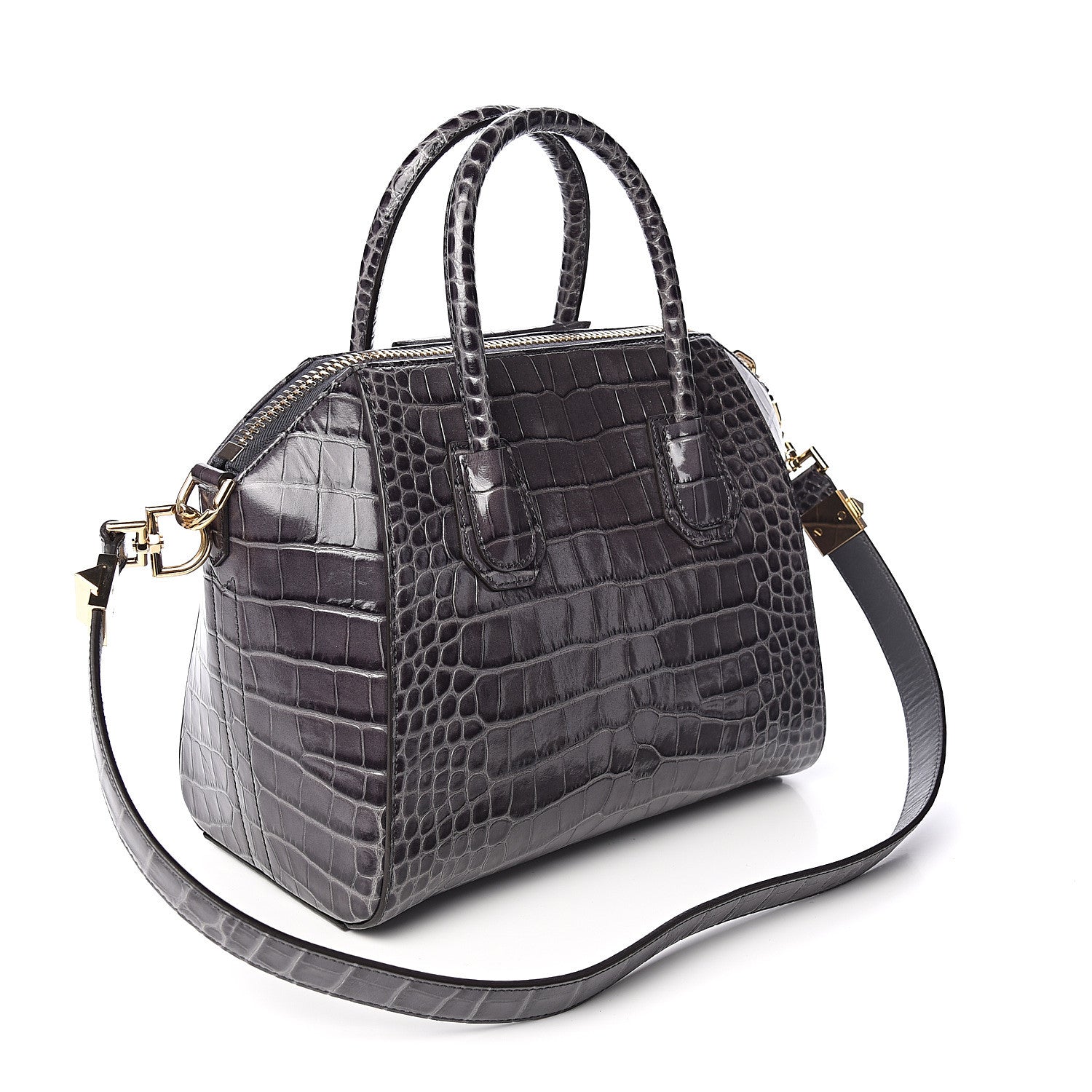Givenchy Calfskin Crocodile Embossed Small Antigona Storm Grey 2 of 9