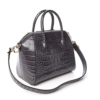 Givenchy Calfskin Crocodile Embossed Small Antigona Storm Grey 2 of 9