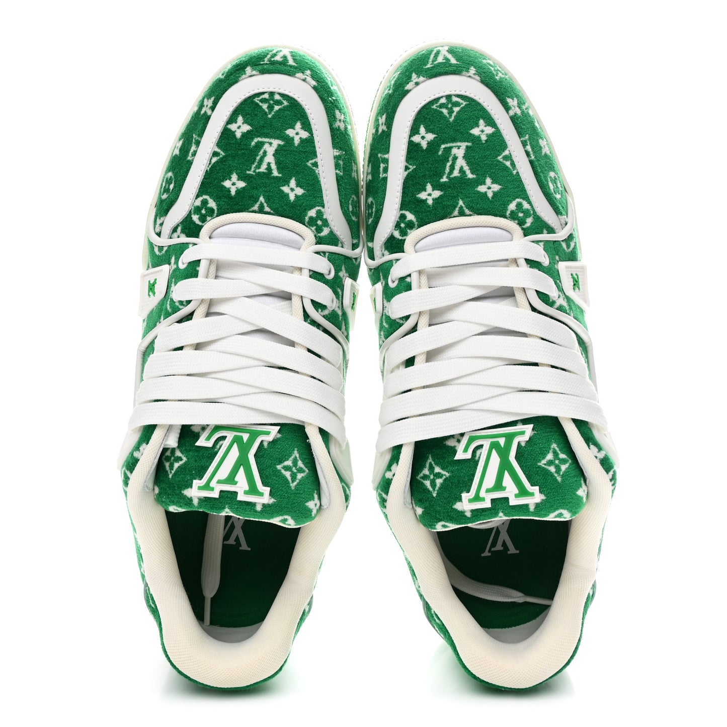 Jacquard Velvet Monogram Mens LV Trainer Sneakers 9 Vert