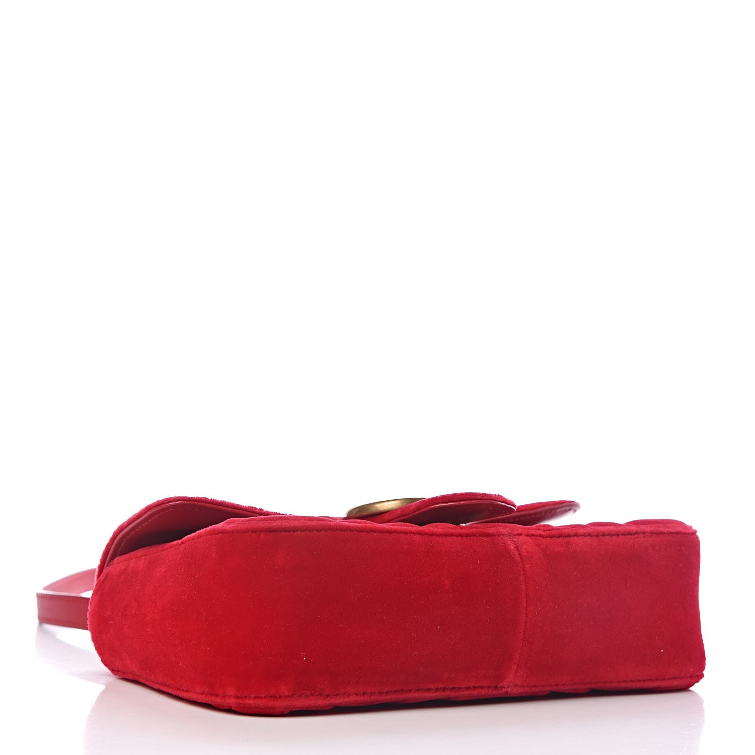 Gucci Velvet Matelasse Mini GG Marmont Shoulder Bag Hibiscus Red 4 of 10
